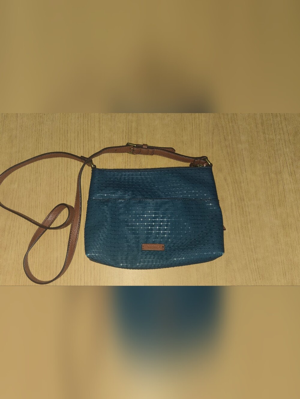 Fossil Dark Teal Coated Canvas Crossbody Bag